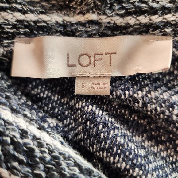Loft Women's Long Sleeve Knit Striped Tunic Popover Cowl Sweater Size Small - Picture 6 of 8